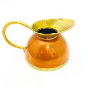Vintage Copper and Brass Small Jug Pitcher Marked Peerage /Made in England